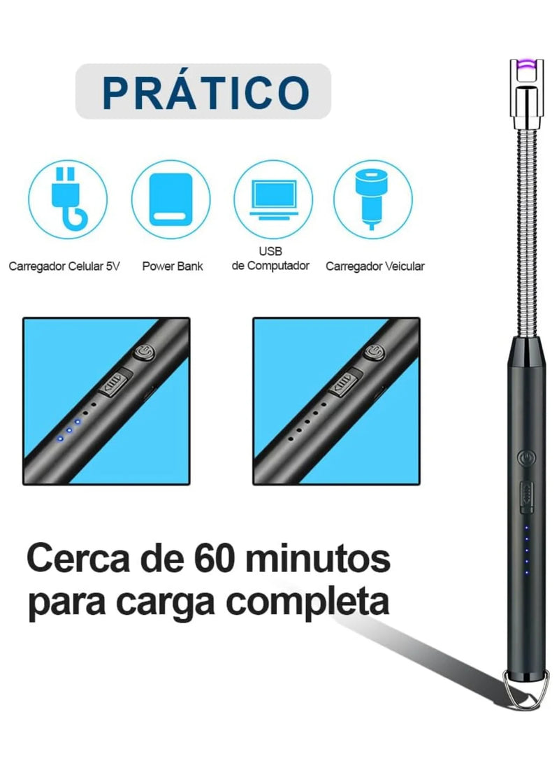 Isqueiro Eletrônico Recarregável USB - Electric Lighter®️